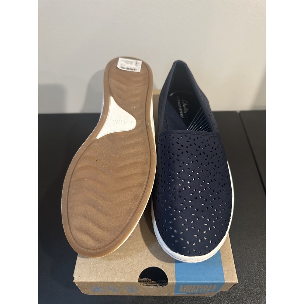 Clarks Cloudsteppers Breeze Emily Navy Marine Slip On Loafers Womens 10 M NEW - Picture 6 of 11